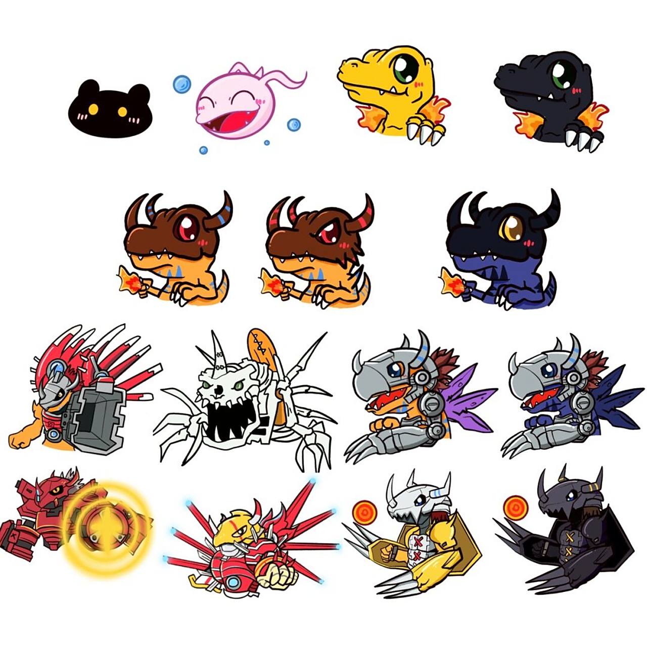 亚古兽一家 来一组亚古兽一家的头像[偷笑]#数码宝贝# #亚古兽# 数码