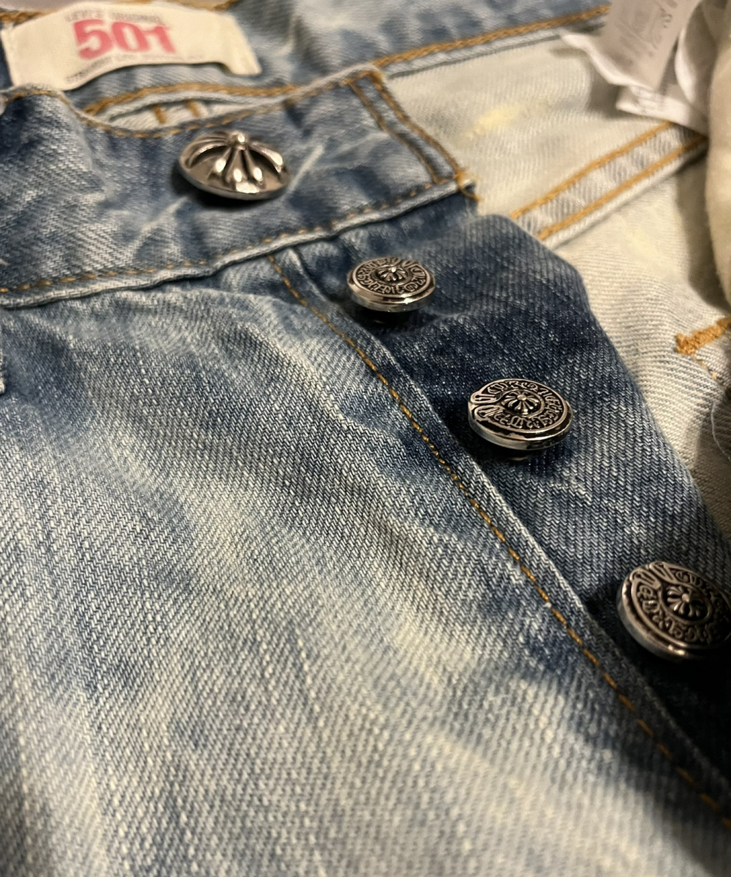克罗心牛仔裤 levis vintage chrome hearts levis501 vintage chrome