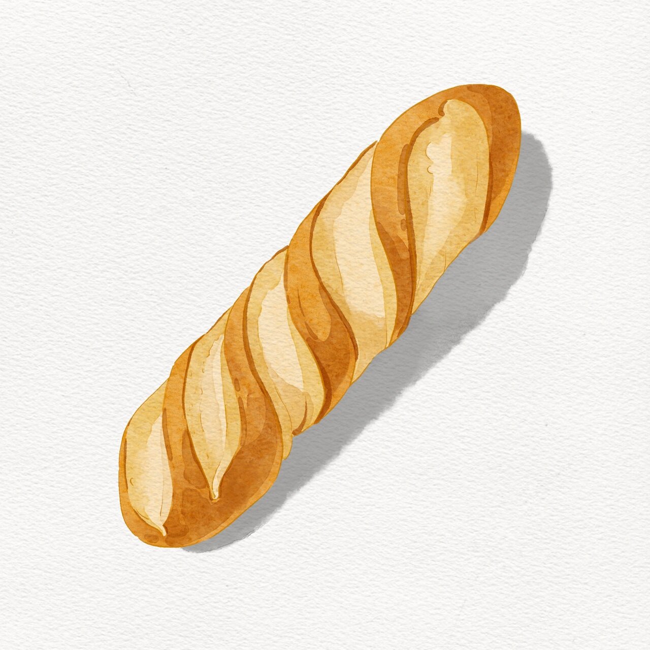 ipad水彩画美食-法棍面包🥖 法棍面包来啦🥖 最近迷上画面包 软件