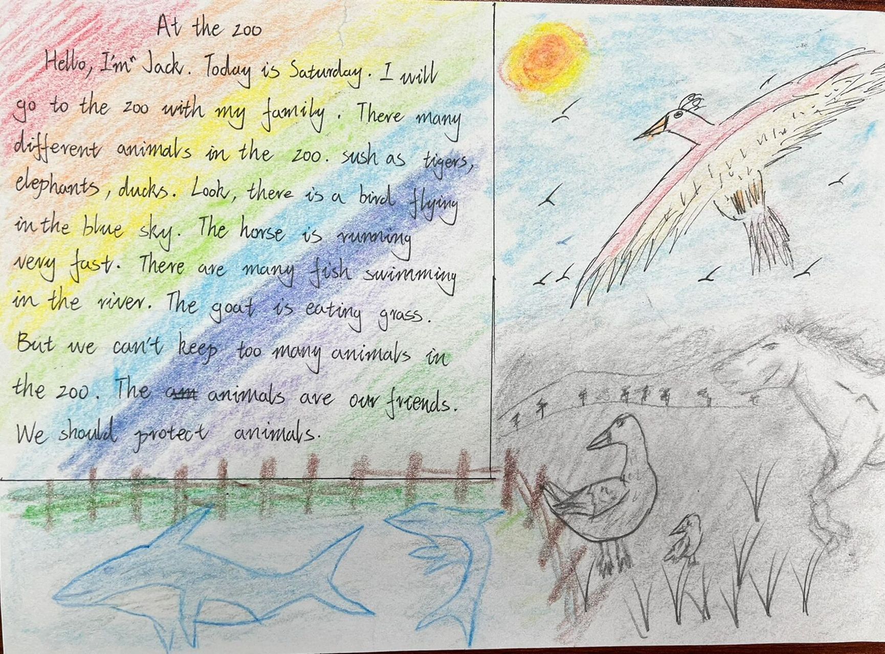 小学英语作文:at the zoo