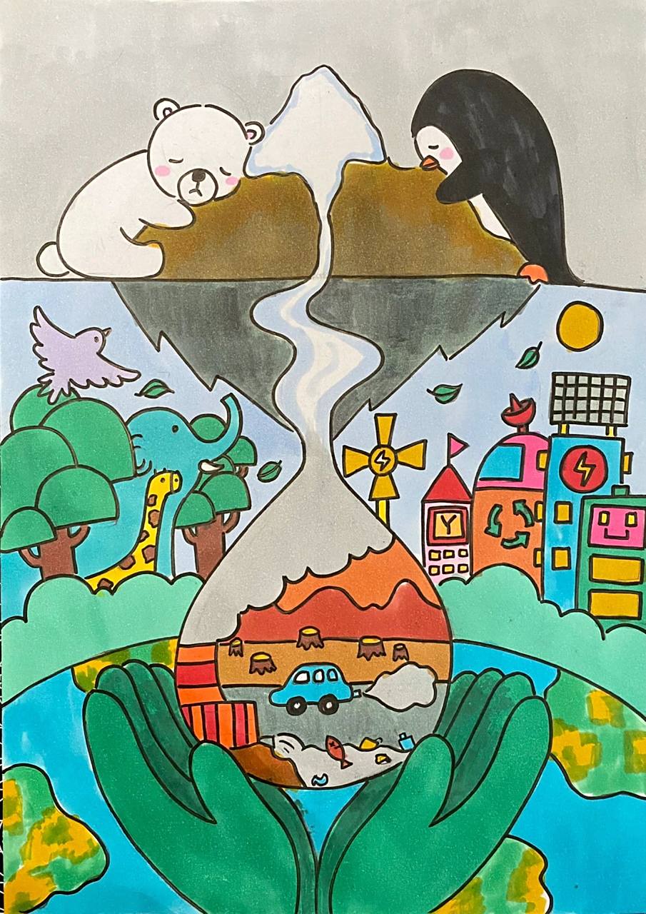 保护环境主题画(附线稿)     由于人类向自然界过度的索取,已经导致了