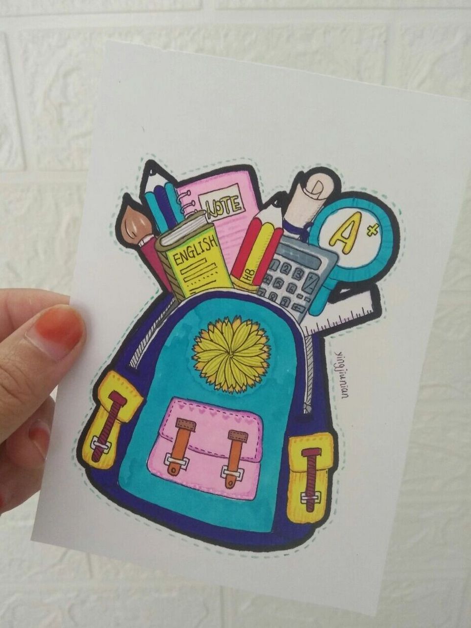 创意美术94简笔画94卡通书包详细教程 7015准备工具:铅笔