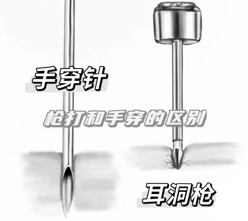 手穿耳洞和枪打耳洞的区别
