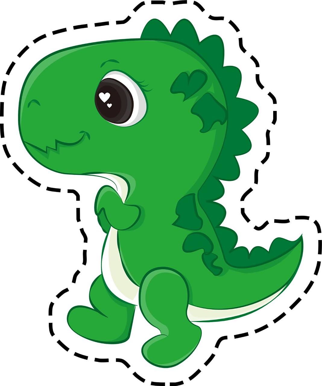 卡通小恐龙剪纸素材