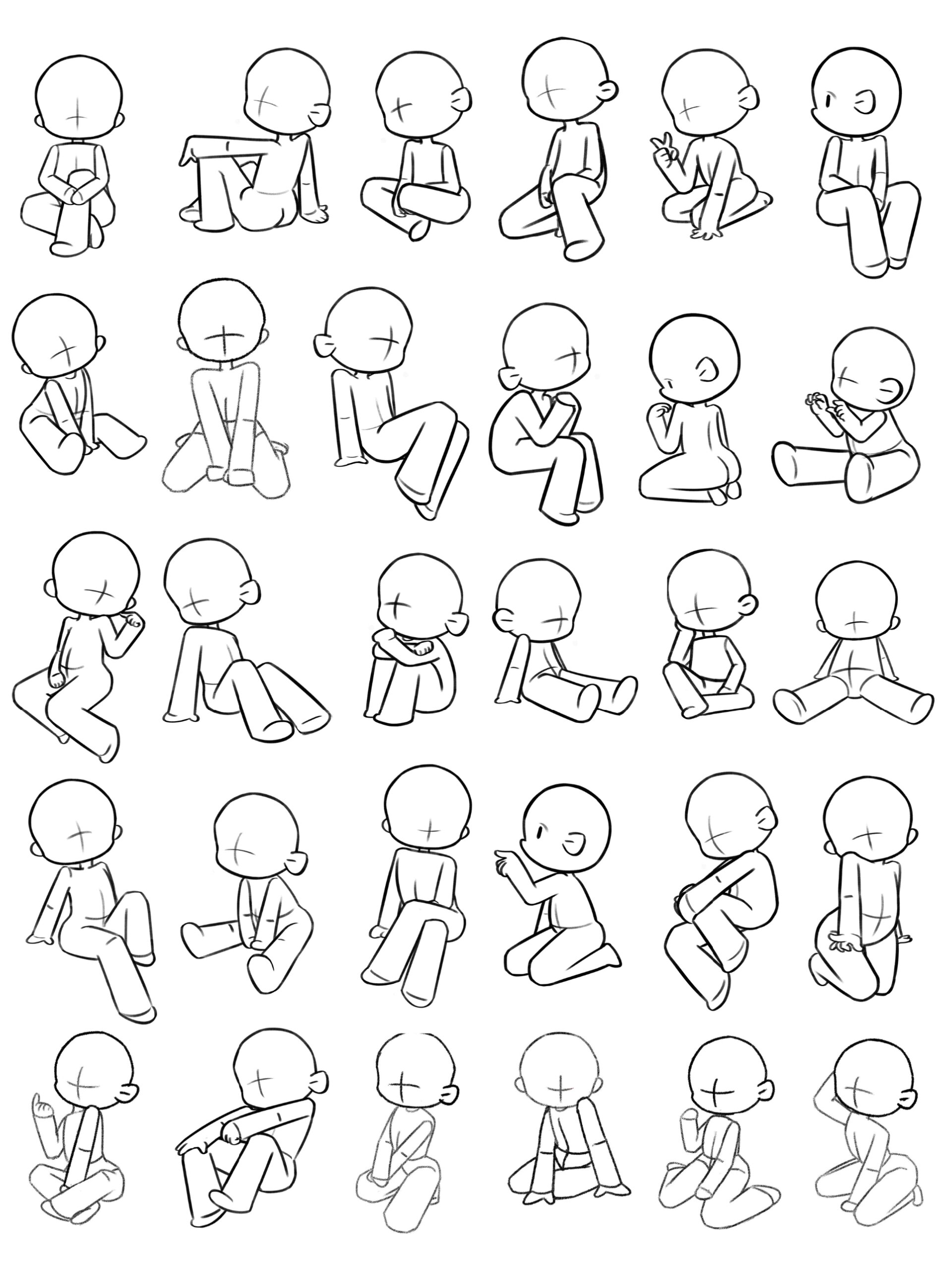 超全合集|30个坐姿人物动态练习线稿