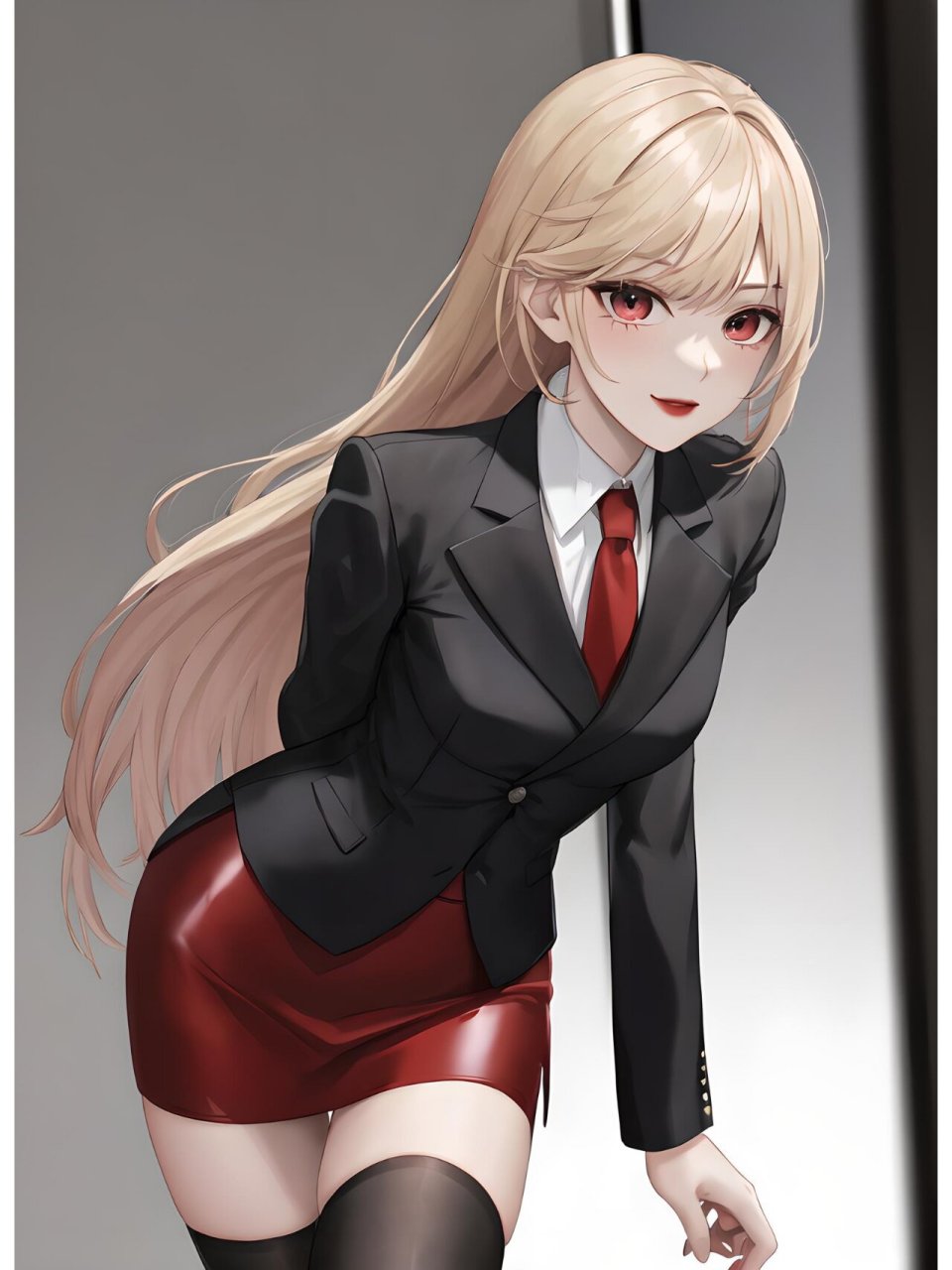 二次元制服控  动漫壁纸 改良版二次元厚涂风的制服姐姐,她的金色长发