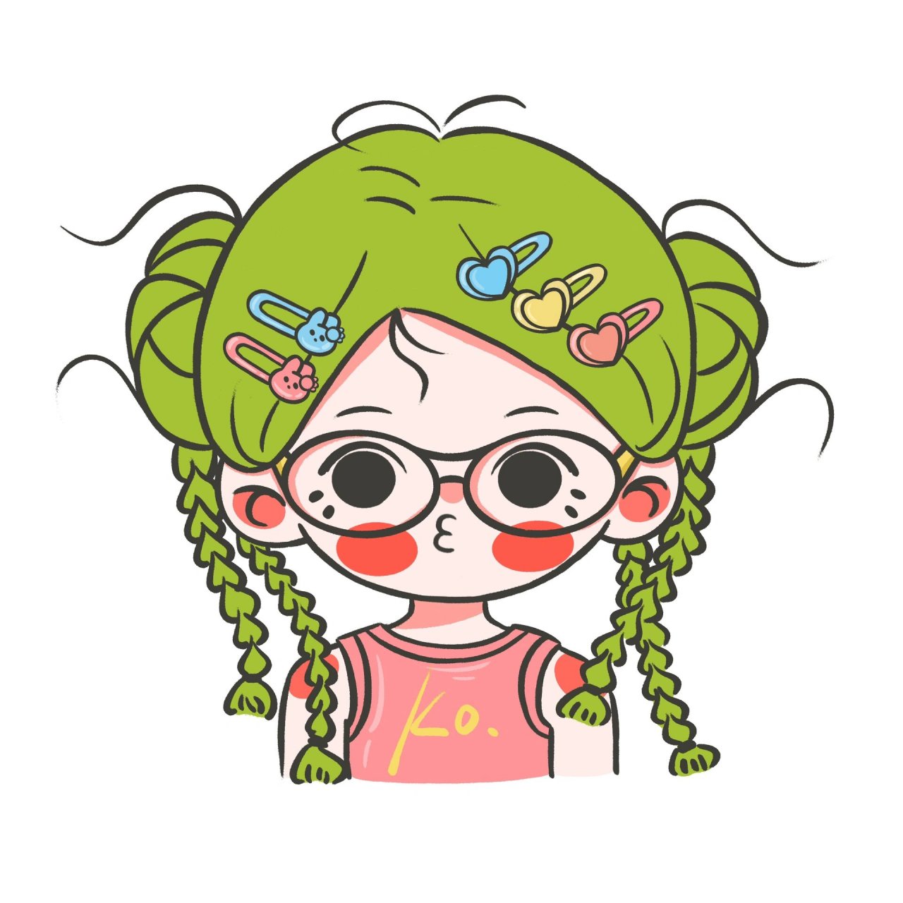 q版简笔涂鸦头像 09 戴眼镜的女孩