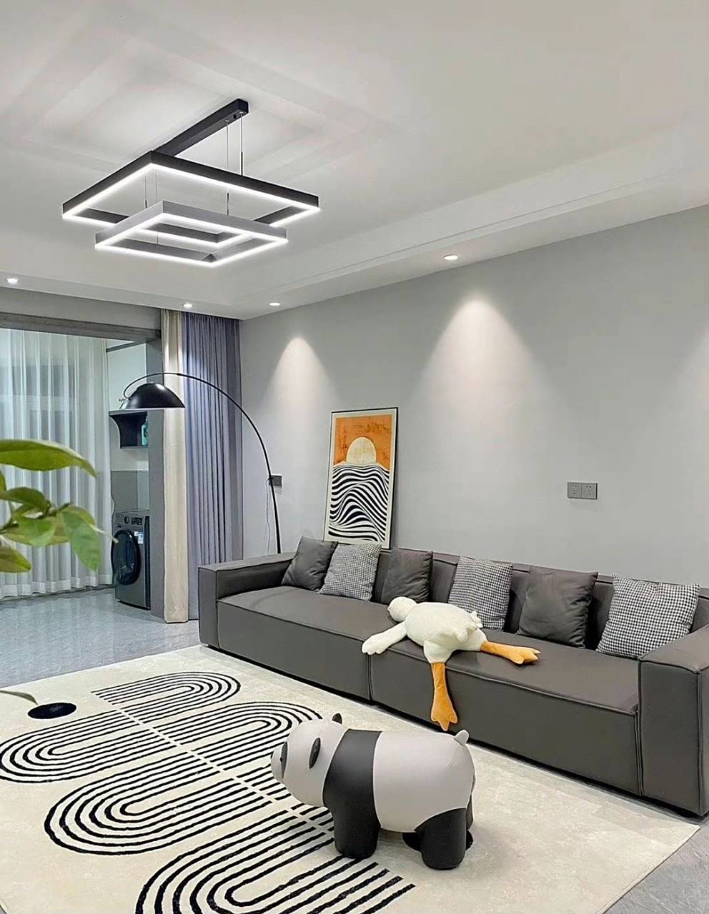 太空漫步配色,高级感满满的家96 09客厅:沙发背景刷太空漫步,电视