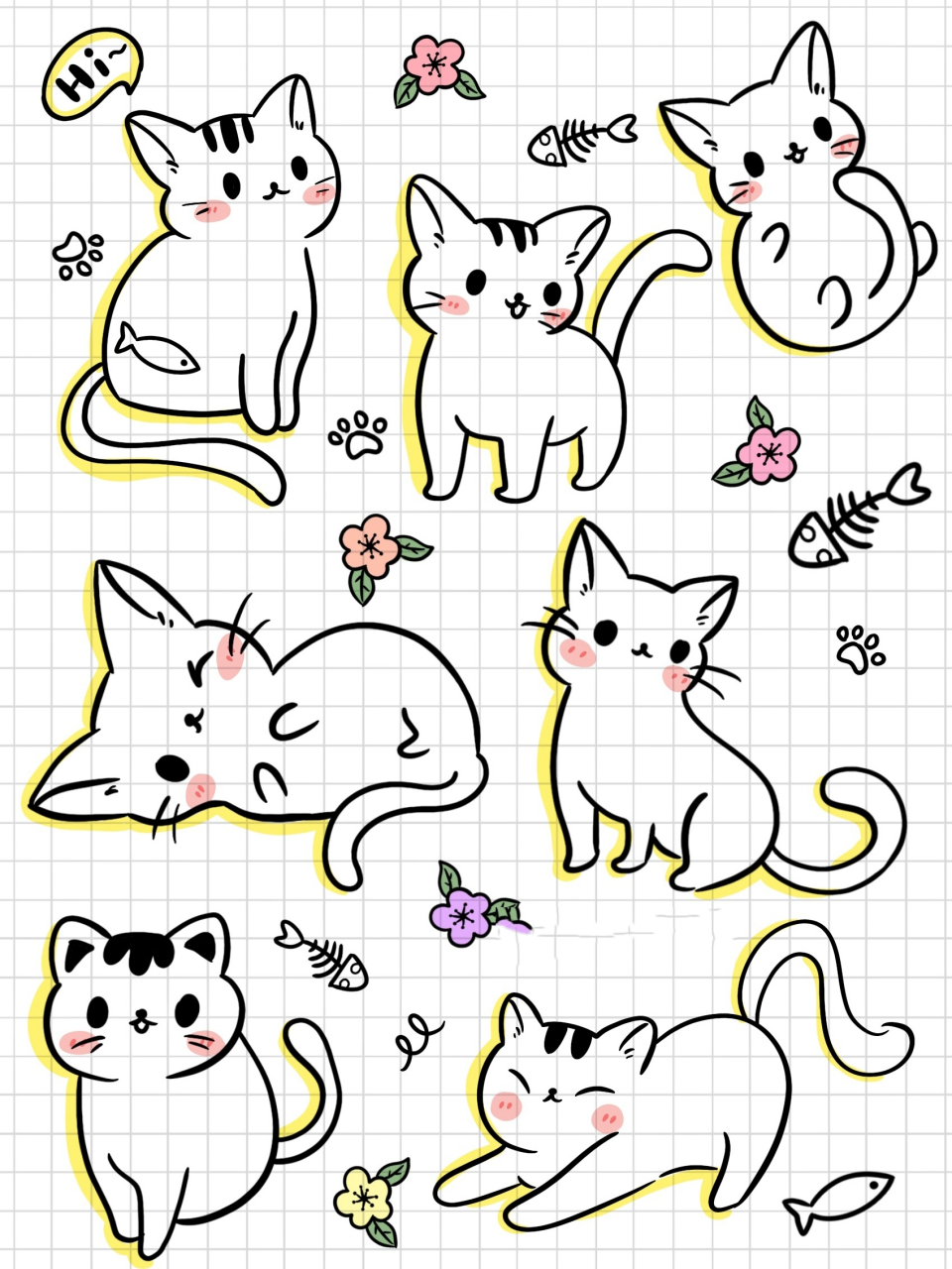 简笔画|简单易学小猫咪零基础创意儿童插画 不管现实多么惨不忍睹 都