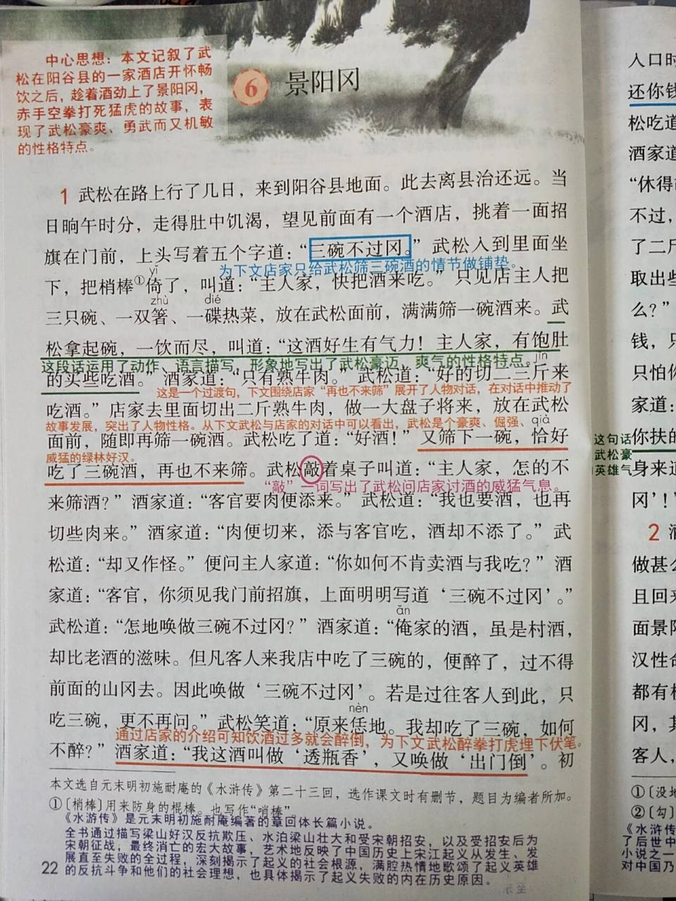 五年级下册 语文 第6课 景阳冈 笔记