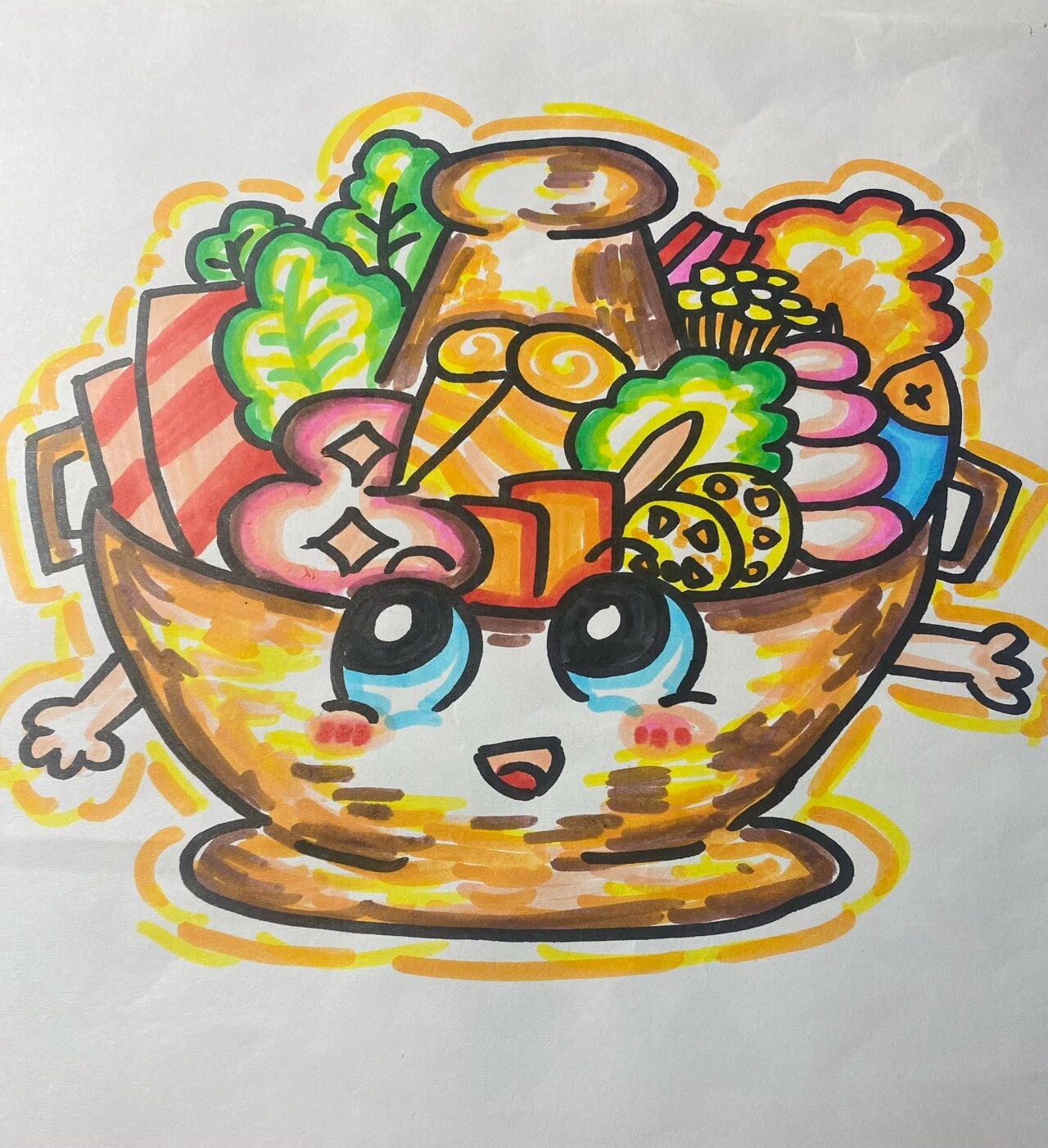 火锅拟人简笔画 借鉴了的这个小姐姐的火锅简笔画🍲