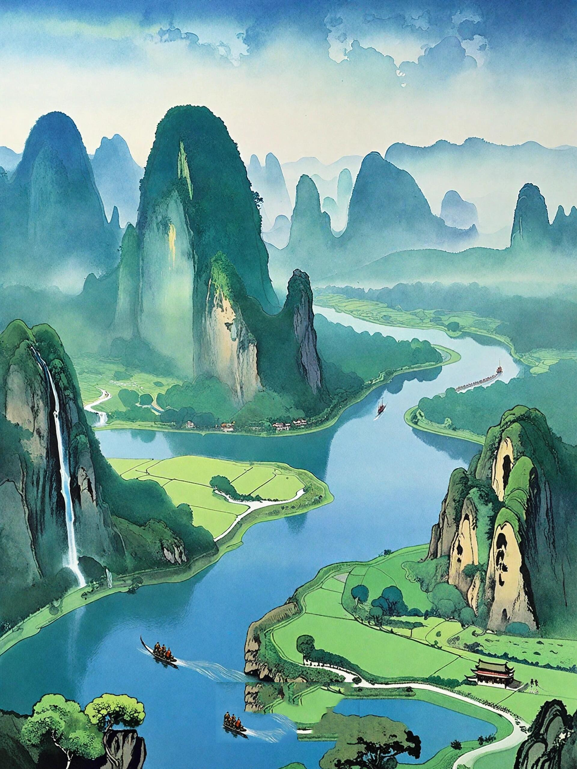 桂林山水 山水画卷,诗意桂林