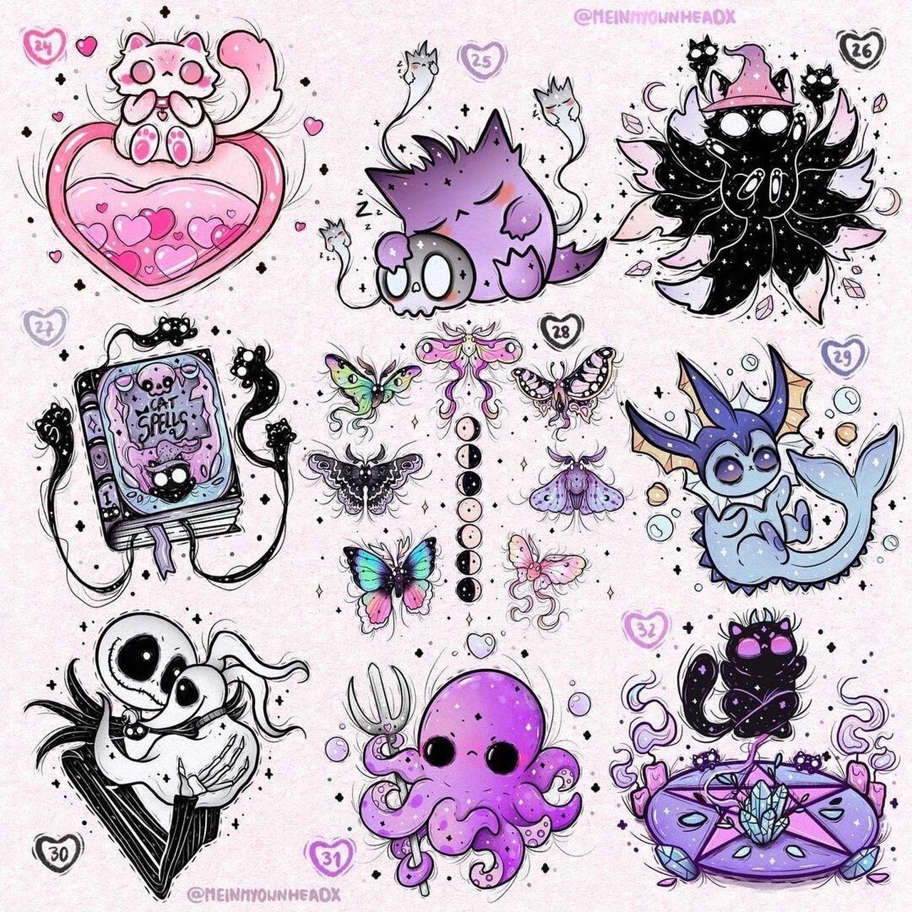 彩色卡通纹身手稿|长沙特价纹身 分享一些卡哇伊的卡通手稿 可做彩色