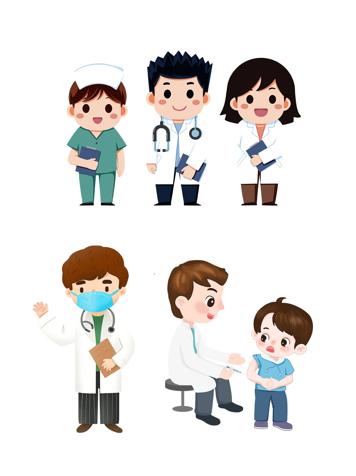 免抠素材 | 中国医师节 | 卡通医生护士人物