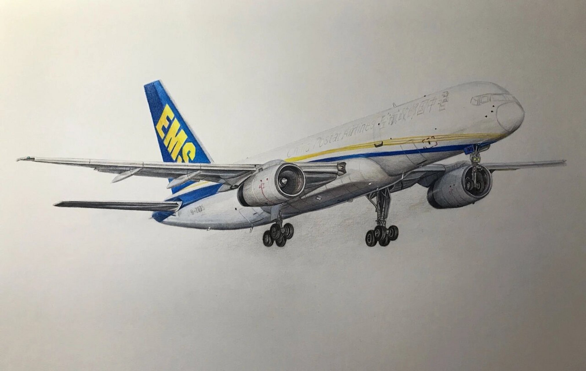 91年第一机-手绘邮航b752f 邮航b757-200f,b-2