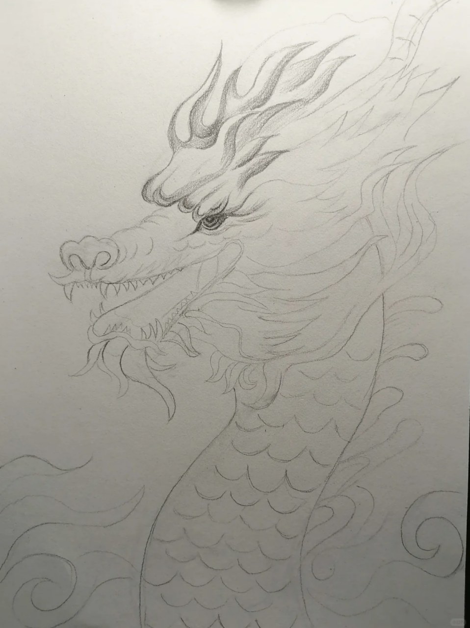 神龙怎么画霸气又帅气 素描龙的绘画步骤🐲 📍①铅笔起形,从龙头