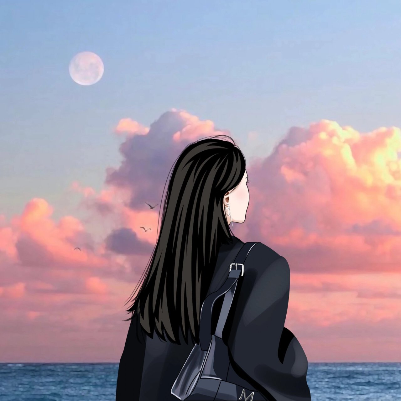 情侣背影看海|氛围感情侣头像 9315做头像,礼貌拿图 0569