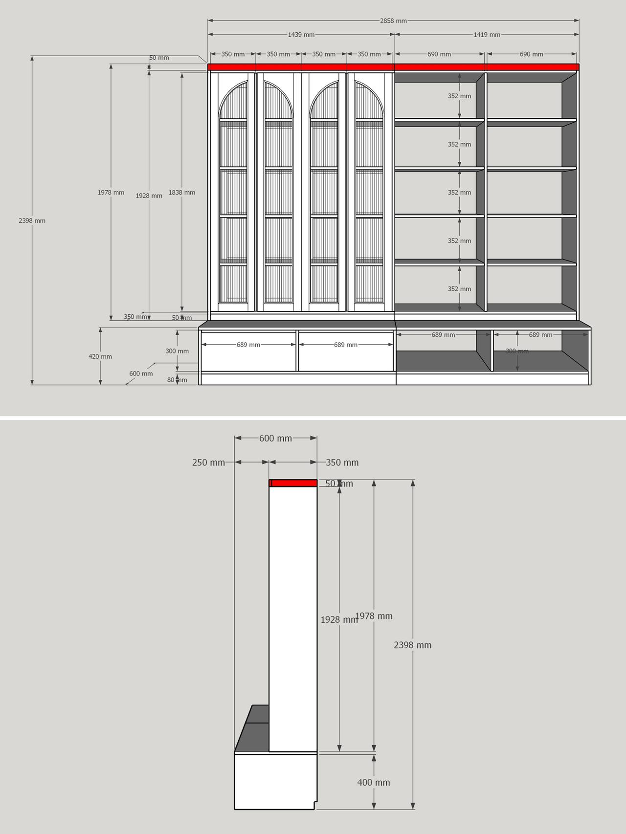 4米左右 订制的樱桃木卡座书柜一样超美 卡座书柜之