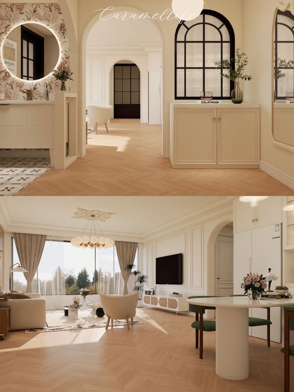 法式复古 鱼骨纹地砖|把浪漫氛围拿捏了~93 整屋以浪漫法式复古为