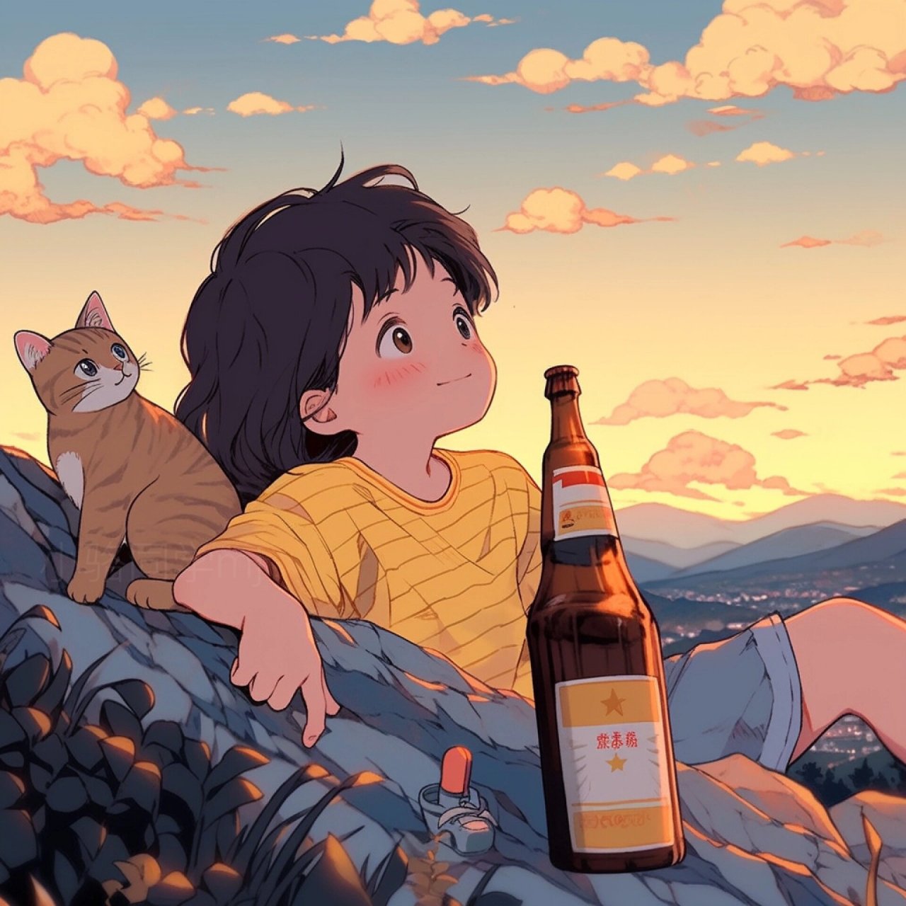 情侣头像|趁天空不注意 劫持一点晚霞送你09 07夕阳乘着云梯开始