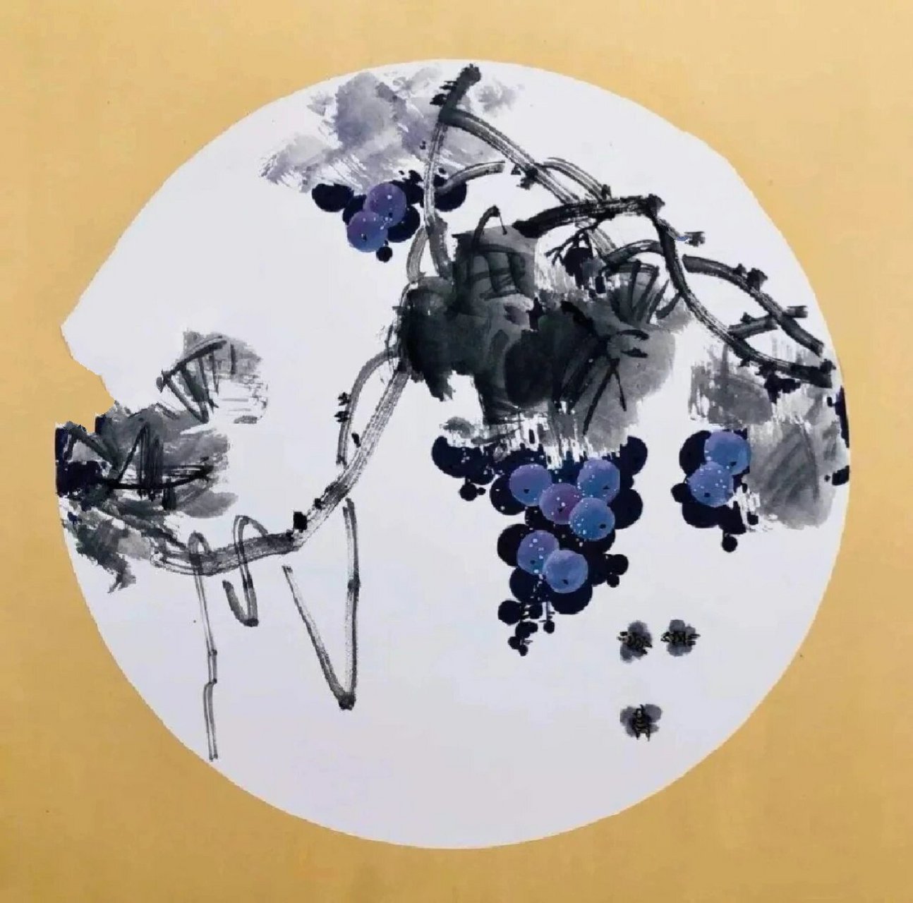 分享一组国画小品写意葡萄