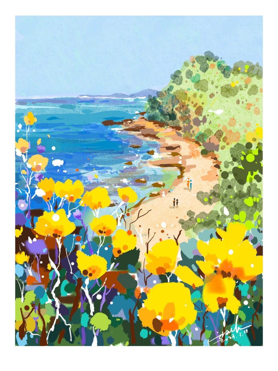 色彩团练|对比色搭配练习day19/2088 谢谢 拍的大鹏美景.