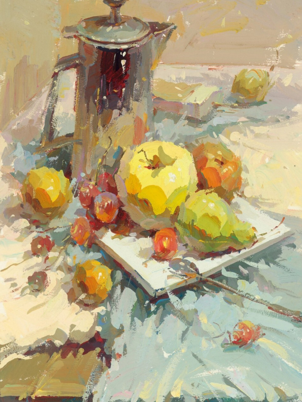 水粉画技法 | 色彩静物技法详解 1,薄画法(透明画法) 这是一种接近