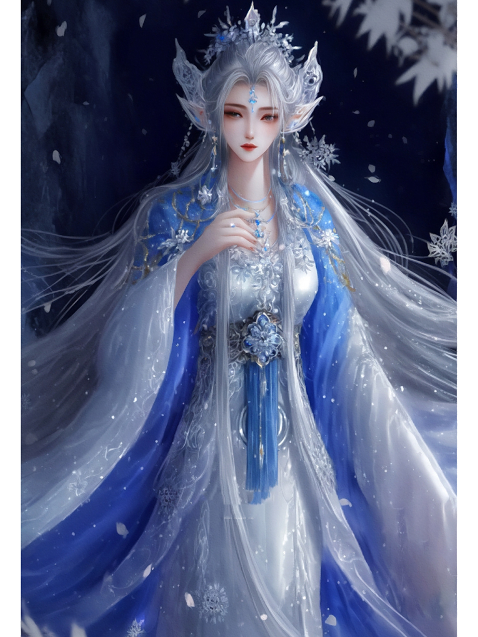 【ai绘画】78狐仙之六尾玄狐 蓝色的九尾狐,亦称六尾玄狐,狐仙级别