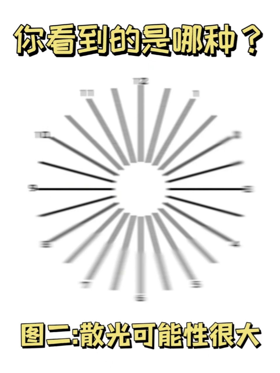 自己测试自己有没有散光 测试步骤 时间距离眼睛30-35cm左右 摘下眼镜