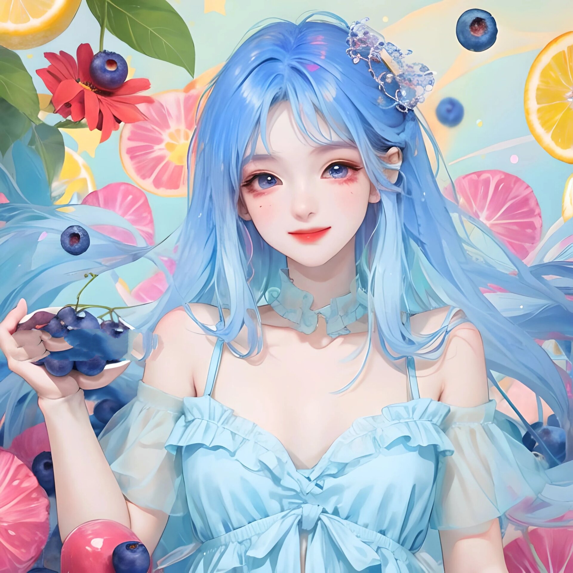 水果少女系列头像之蓝莓