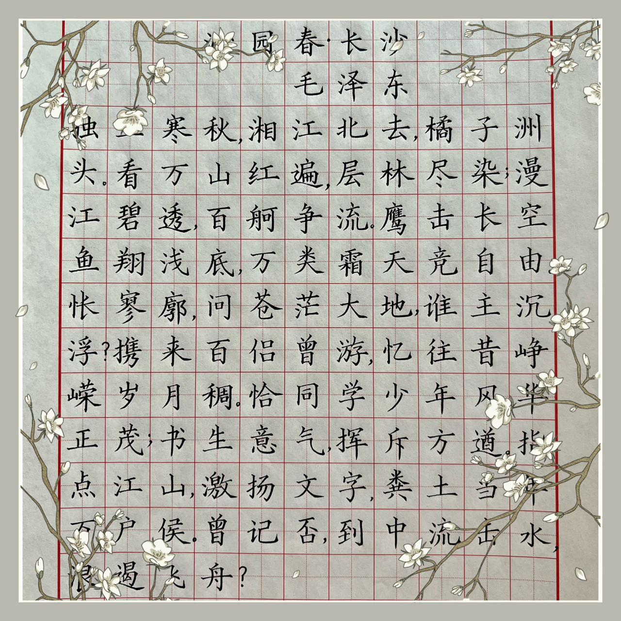 今日书写——沁园春·长沙 "恰同学少年,风华正茂;书生意气,挥斥方遒.