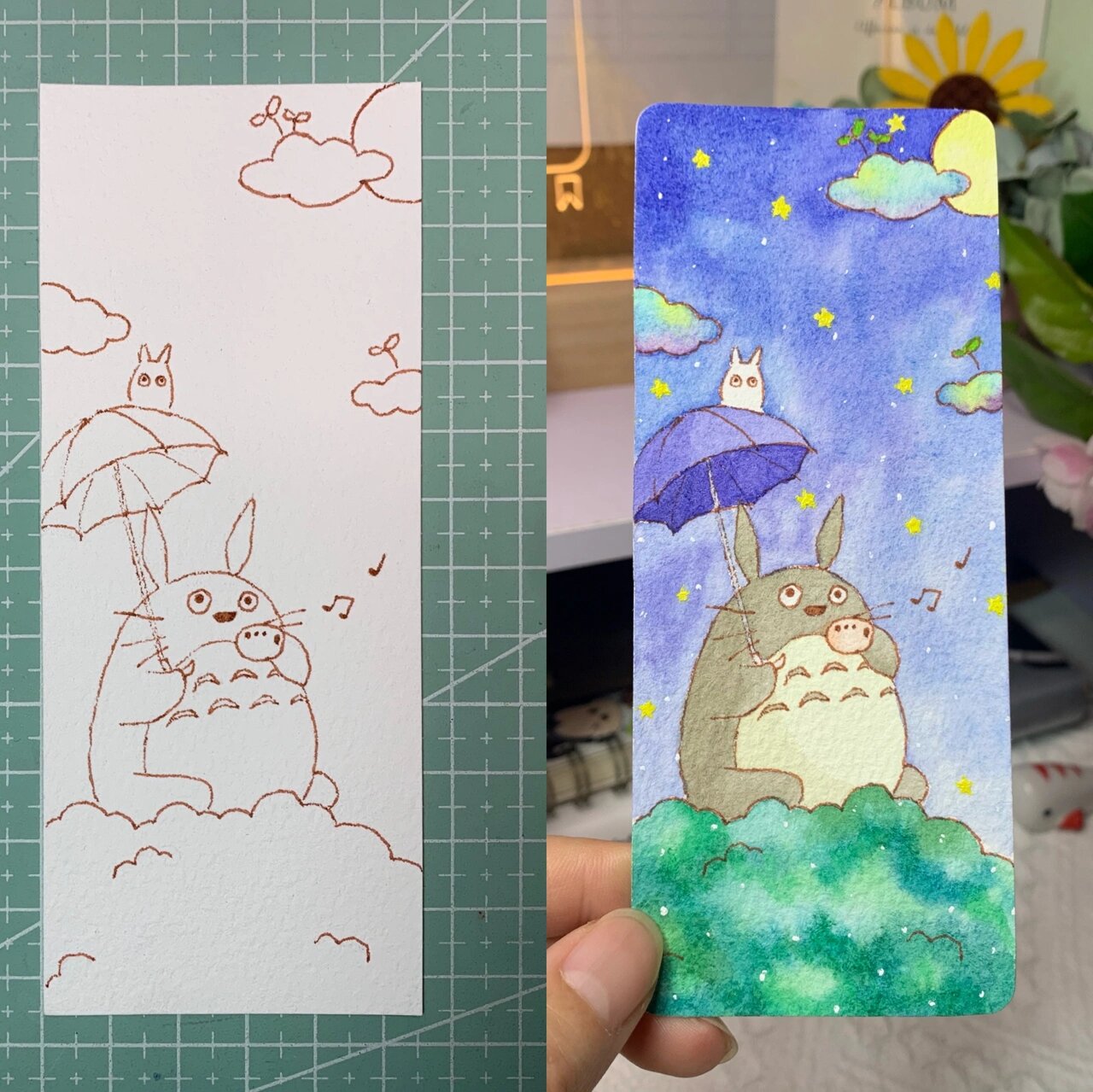 水彩书签92|龙猫它来啦92(附细节图)