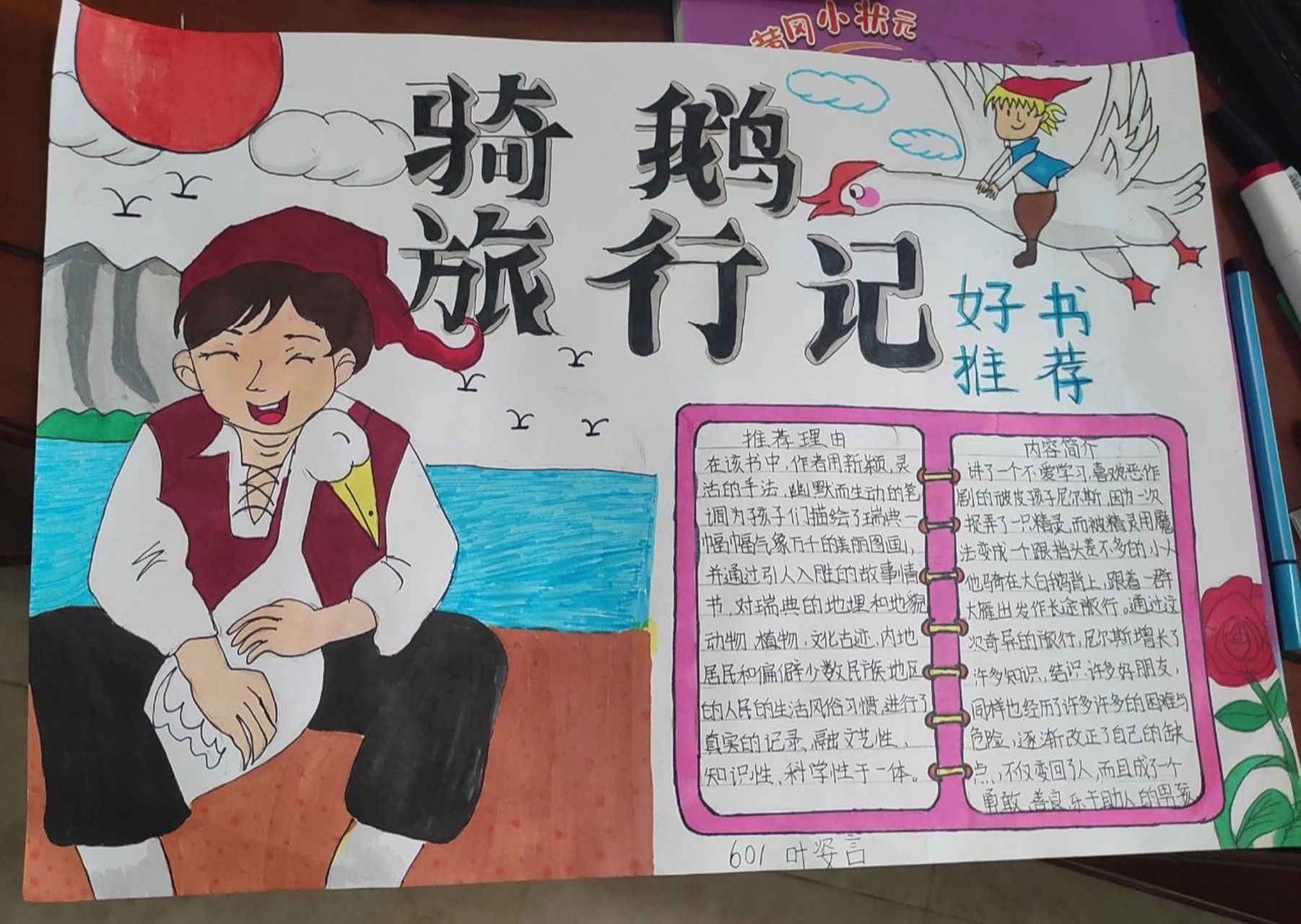 骑鹅旅行记 好书推荐卡 手抄报  学生手抄报