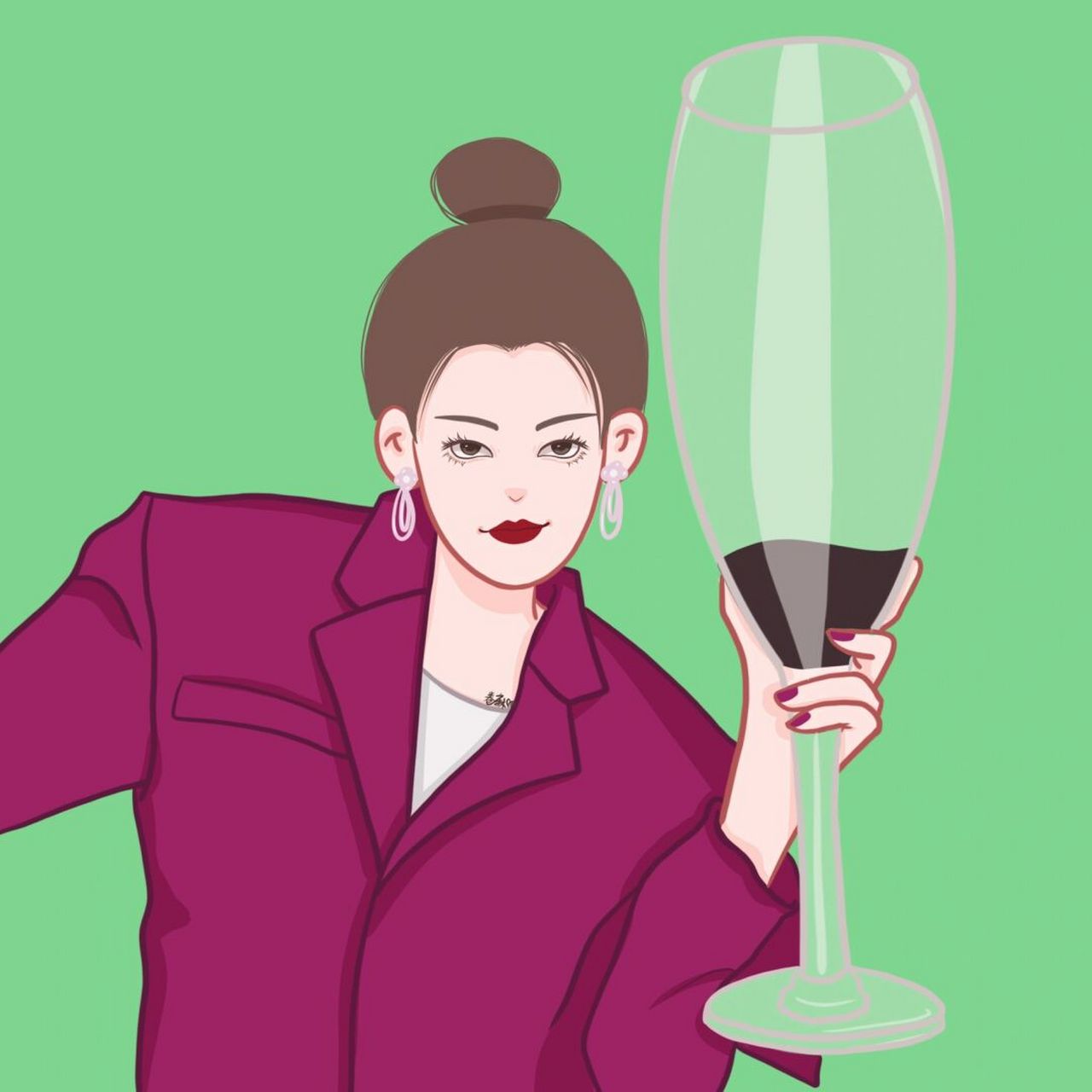 插画 | 头像 | 来丫～干杯啊!97 喝红酒的小姐姐!