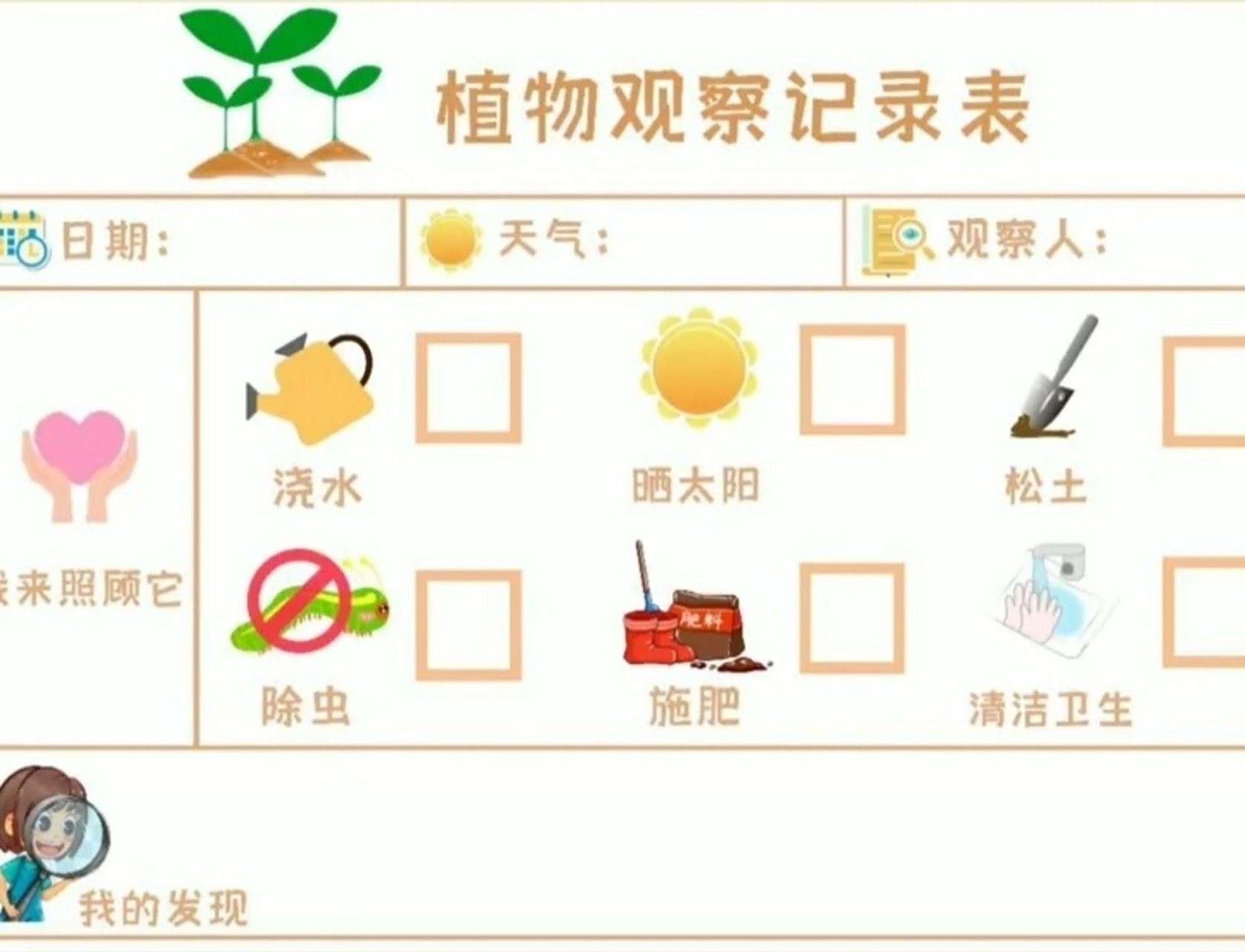 幼儿园 植物角观察记录表 #幼儿园植物角