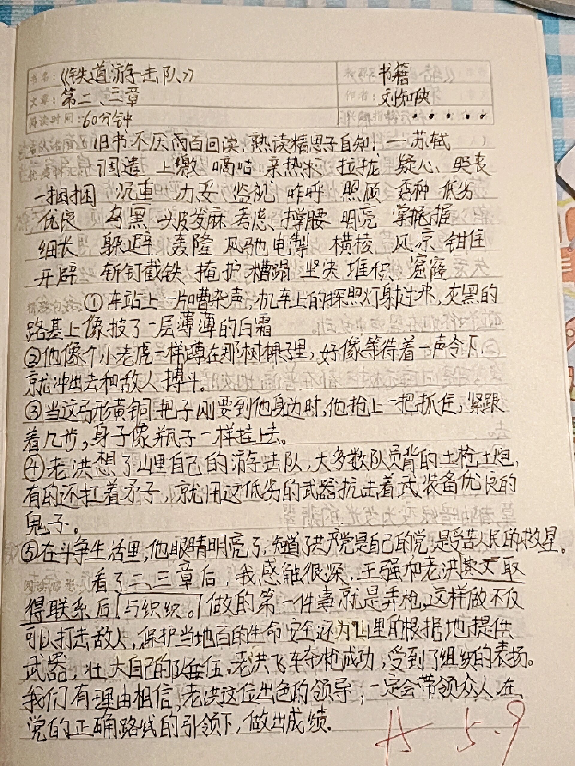 铁道游击队二,三章读书笔记