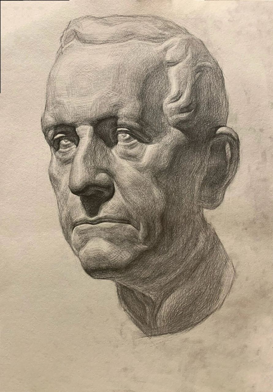 素描毛奇石膏像示范 素描新手必看!