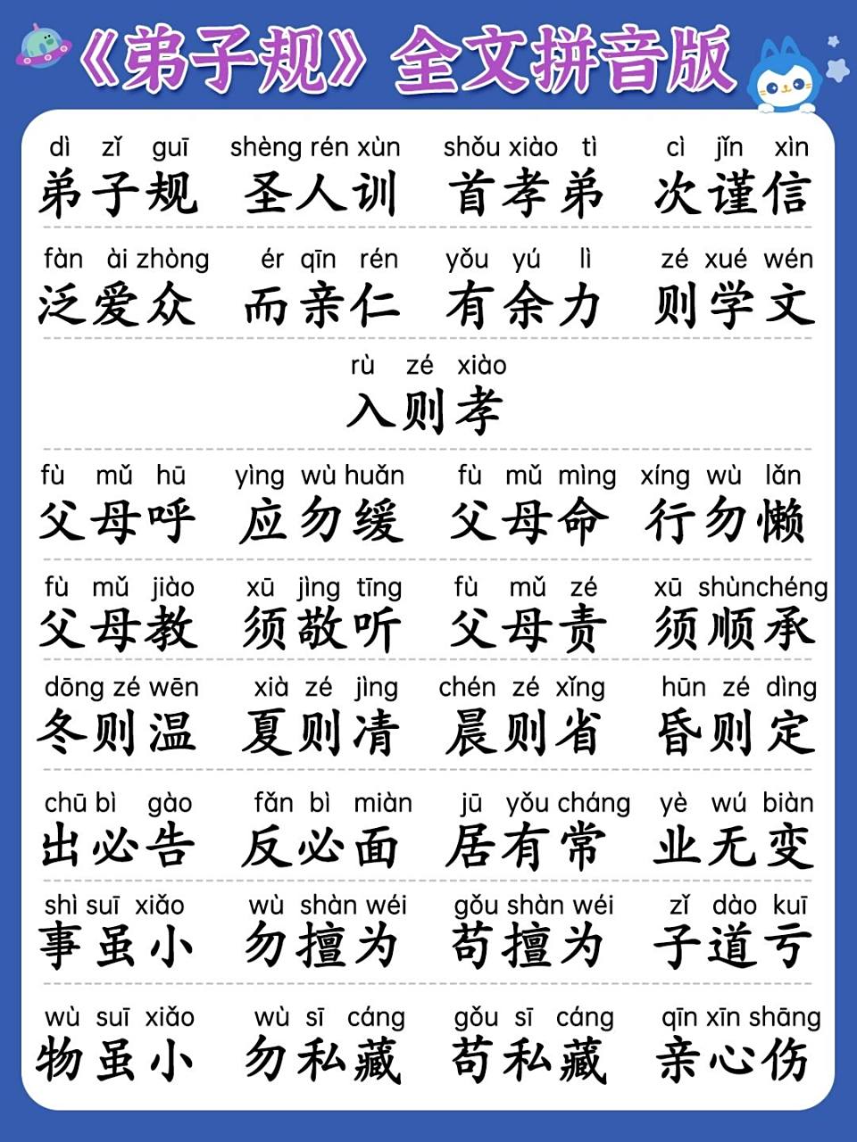 国学启蒙经典98 | 《弟子规》拼音版!