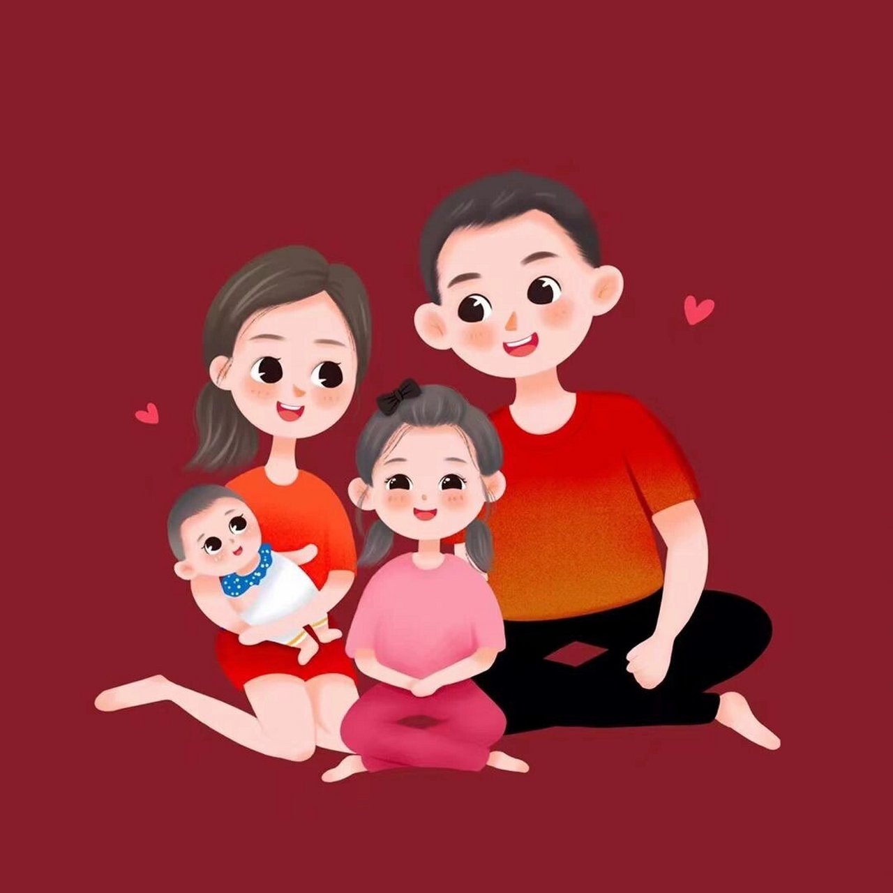 一家四口头像背景图壁纸 一家四口头像背景图壁纸 (姐姐 妹妹  姐姐