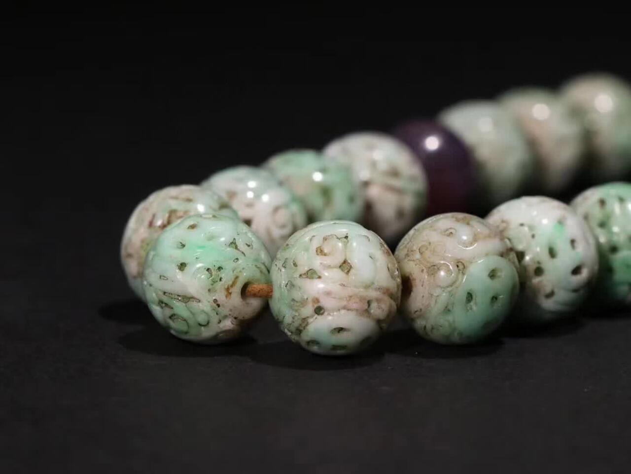 清代 翡翠十八子手持「旧藏」珠径1.45cm