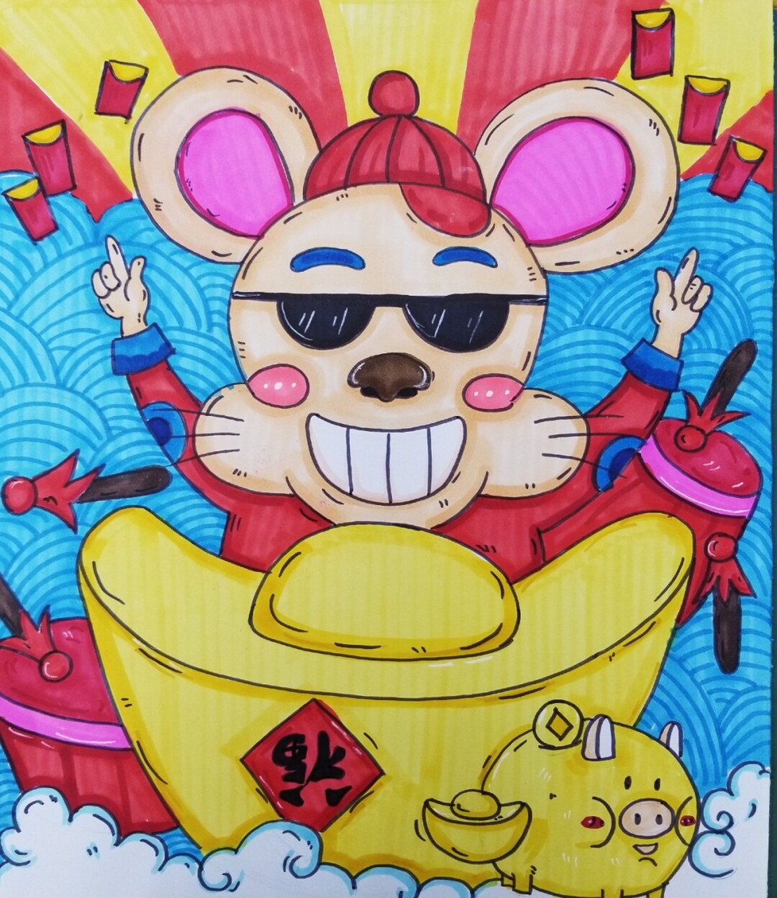 马克笔手绘 老鼠#新年#儿童画