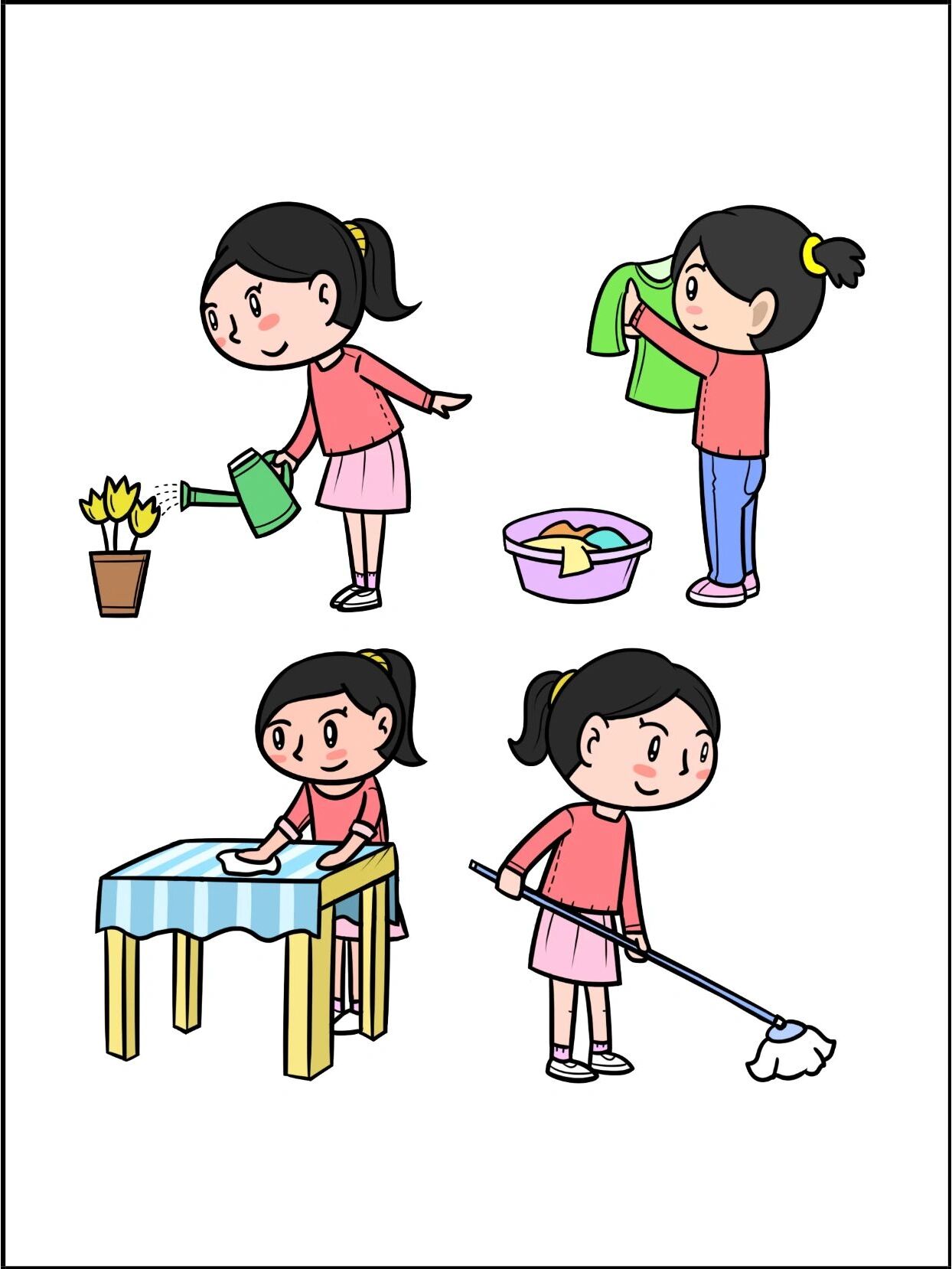 素材分享|可爱卡通小朋友做家务系列97 宝子们,大家好!