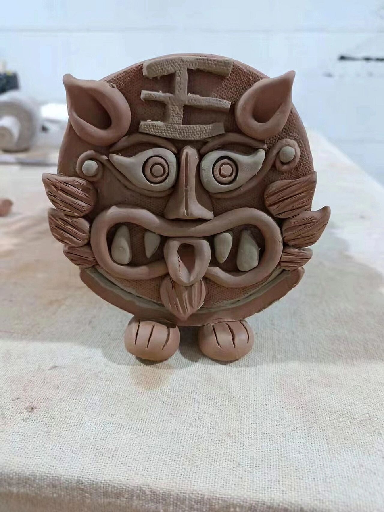 "虎猫"泥片手工