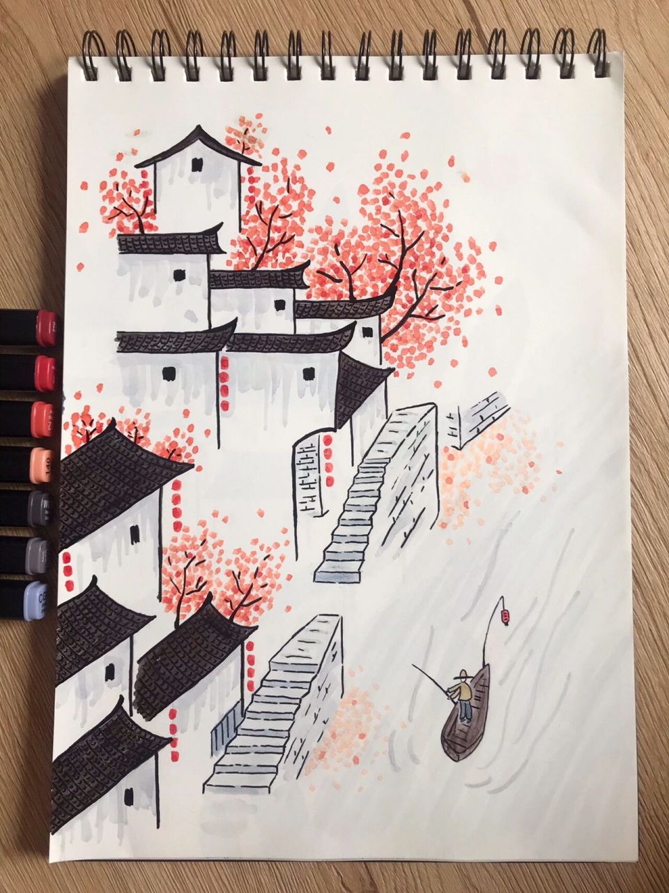马克笔手绘|江南系列 江南水乡系列更新啦～ 喜欢的宝子们点个赞吧