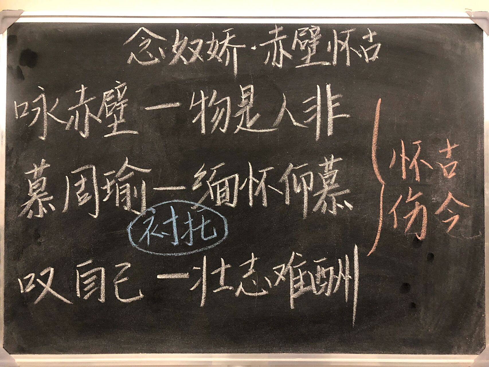 《念奴娇·赤壁怀古》 粉笔字板书