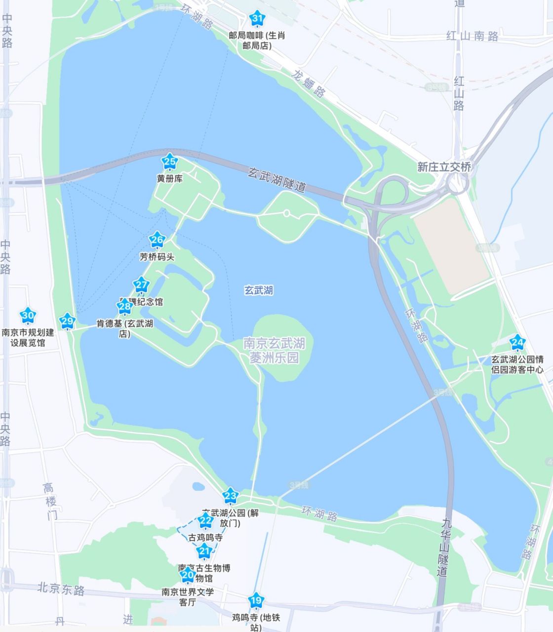 玄武湖徒步线路图图片