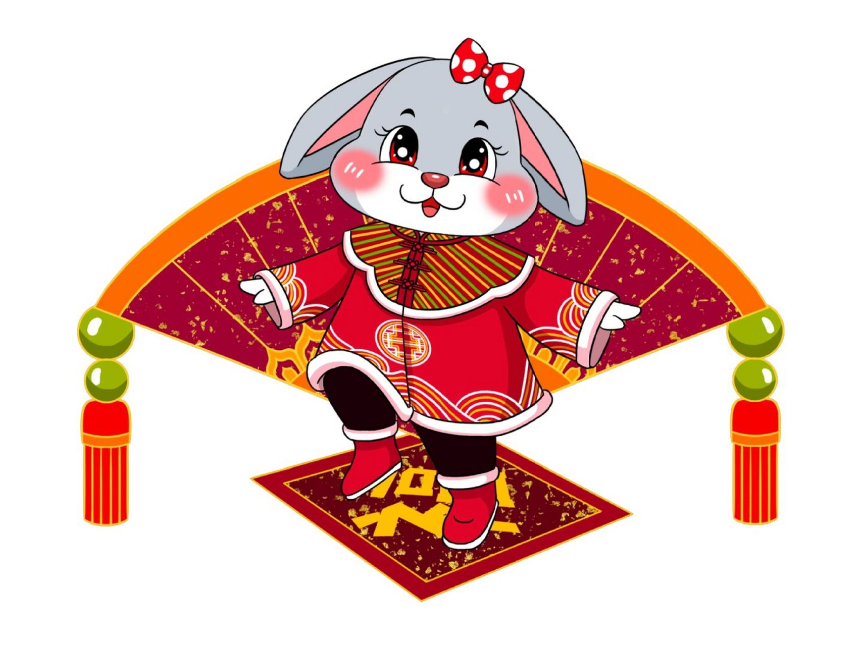 免抠素材 | 红色唐装的卡通垂耳兔 各位友友们经常做设计,ppt以及word