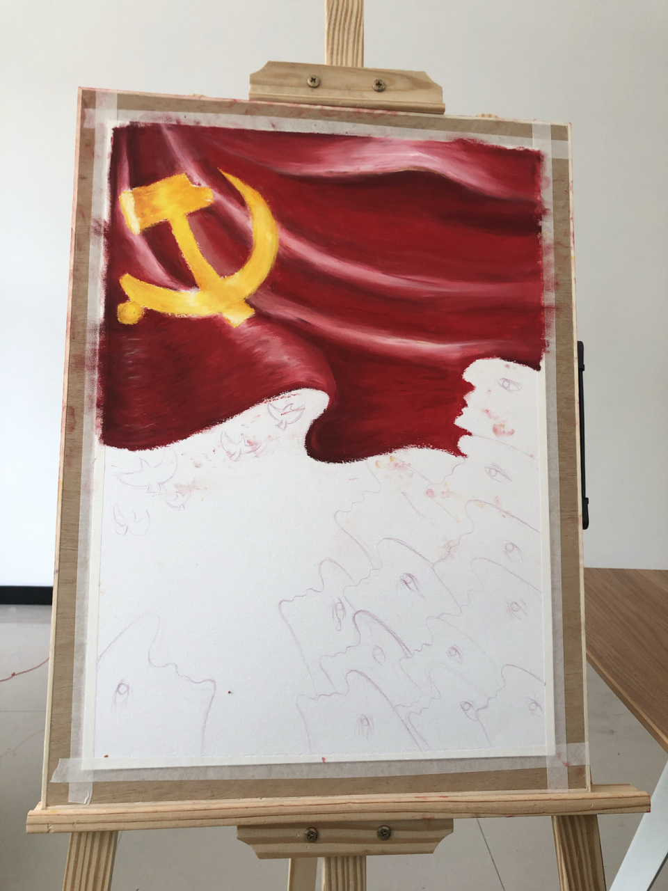 心中有党 党在心中! 第一次油画棒画大画建党百年冲冲冲!