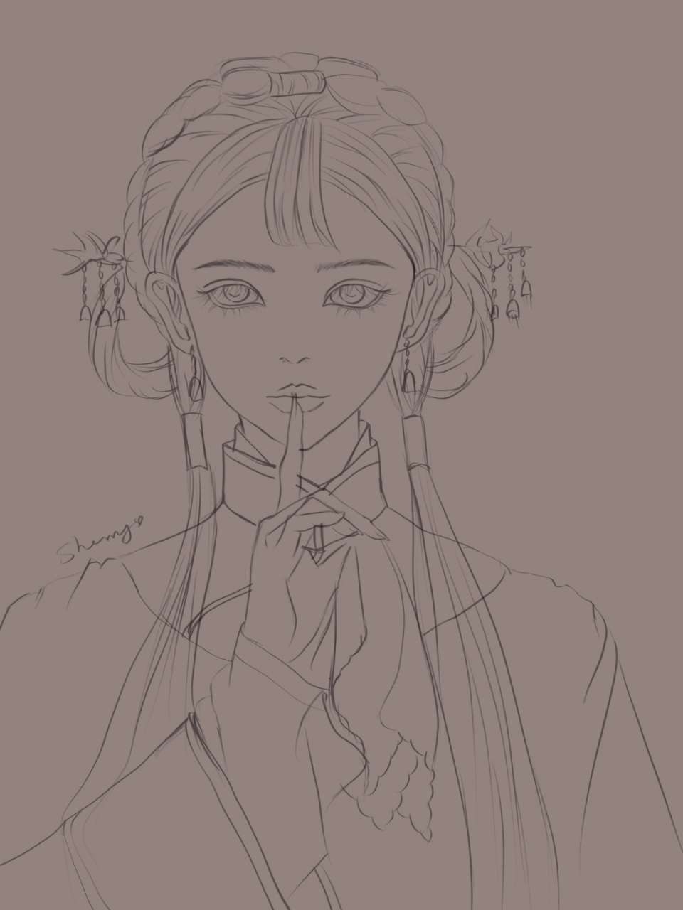 南烟斋笔录(附线稿) 照片参考来自  放了带光影和