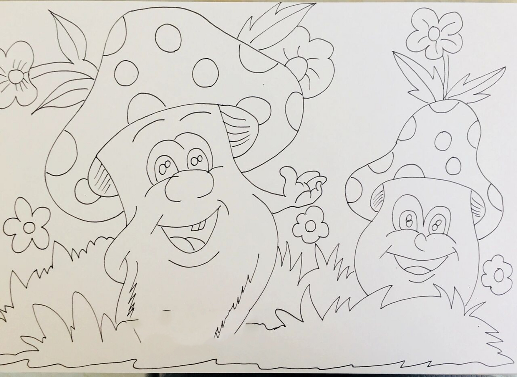 儿童简笔画-57.蘑菇(带线稿) 每天坚持打卡,加油949494